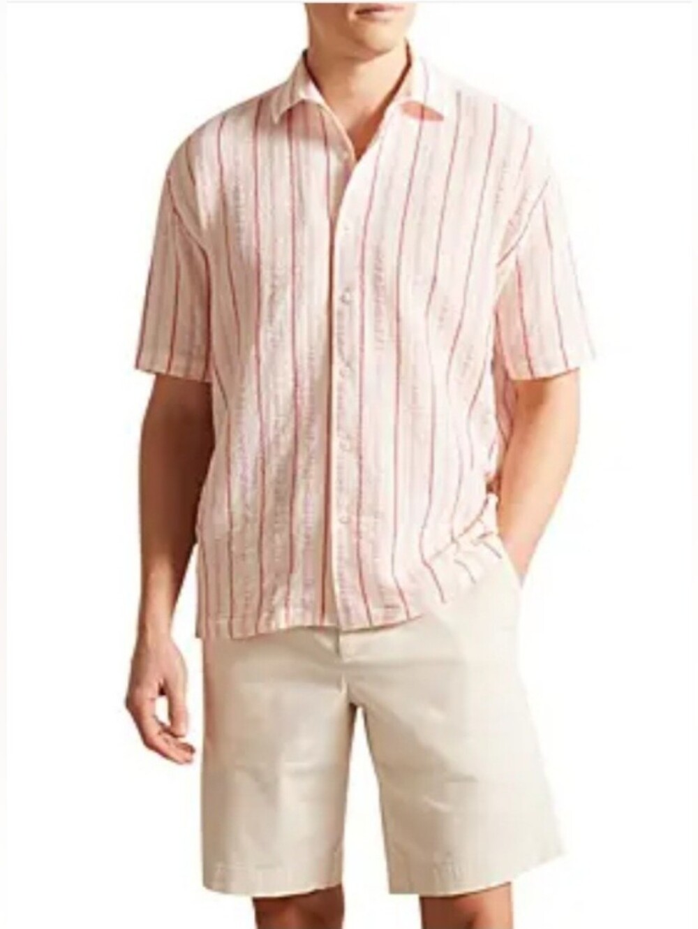 Ted Baker Hillma Short Sleeve Seersucker Stripe Shirt-Men Size 3 Medium $150